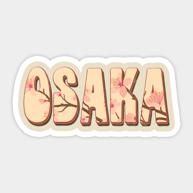 Osaka Japan Retro Vintage Cherry Blossom Sticker by Happy as I travel